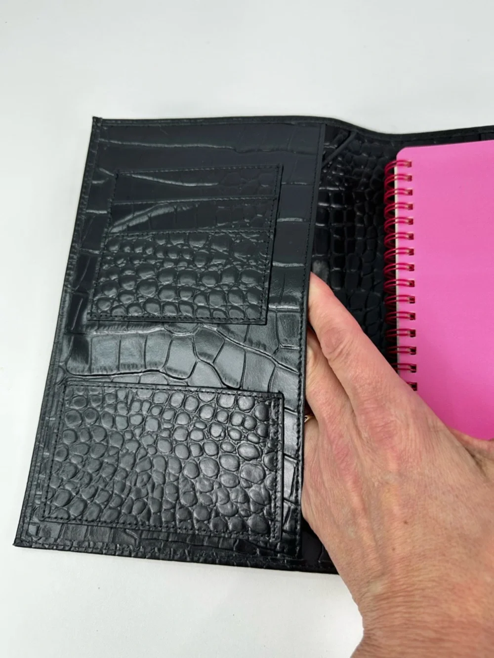 Black Croc Embossed A5 Planner with Four Wirebound Notebooks Snap Closure